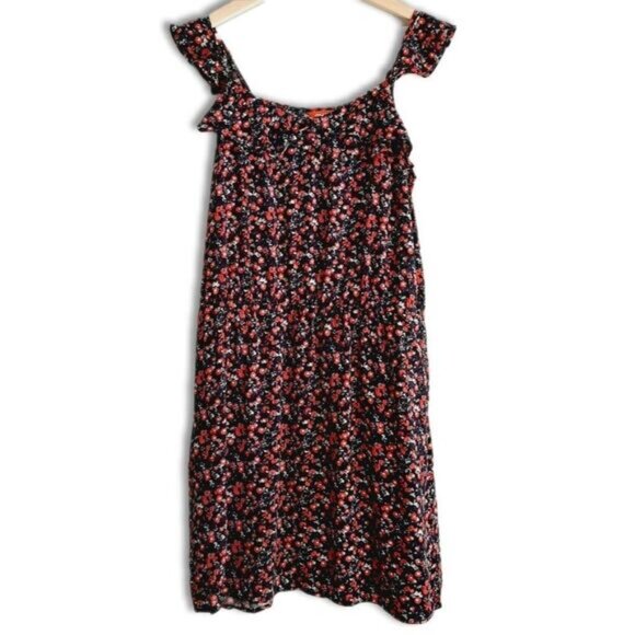 JOE FRESH Sleeveless Scoop Neck Mini Dress Ditsy Floral Print Sz L - Picture 2 of 15